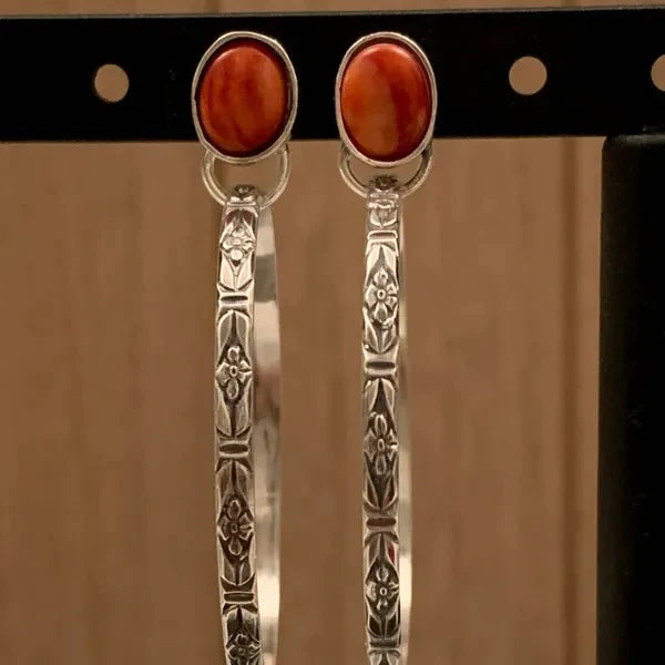Boho retro onikso auskarai